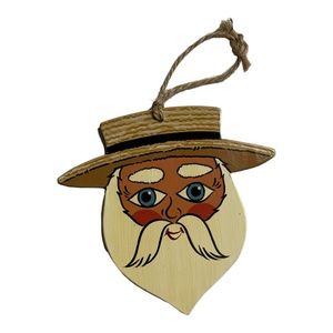 Vintage 1992 Handpainted Santa Clause‎ Ornament Wooden ￼